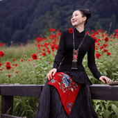 上衣 黑色旗袍款 定海 原创设计店 此岸歌声