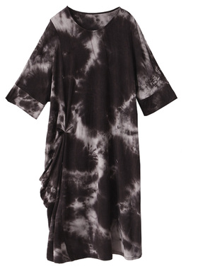 此岸歌声*黑咖系扎染设计款T裙（很小量）