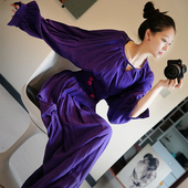 此岸歌声 三殿下 醉酒 原创设计店 紫色手打小花蕾高腰裙