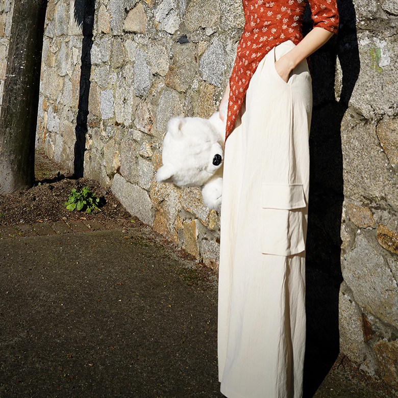 此岸歌声*原创设计店-米白高腰宽腿裤  一见可钟情