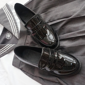 女日本JK单鞋 森淑女日系学院风cos万用黑皮鞋 尖头中跟皮鞋 制服鞋