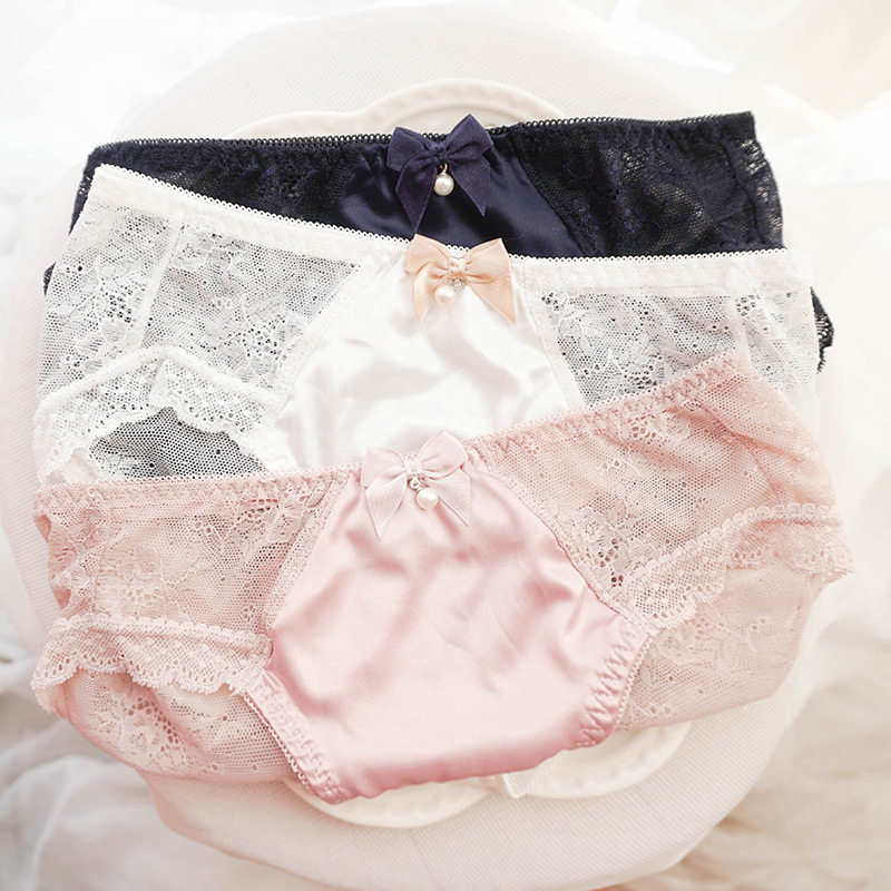 冰丝内裤日常纯色性感短裤胖次透视珍珠御姐中腰女蝴蝶结蕾丝内裤,女士内衣/男士内衣/家居服,平角裤,淘宝优惠券,粉丝福利购,淘宝优惠卷