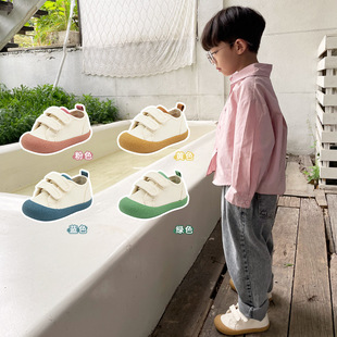TOPSTAR童鞋儿童帆布鞋2023秋季新款女童小白鞋魔术贴软底学步鞋
