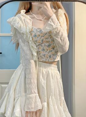 Ruibbit 春日物语碎花套装 温柔纯欲显瘦蓬蓬蕾丝百搭夏小众少女