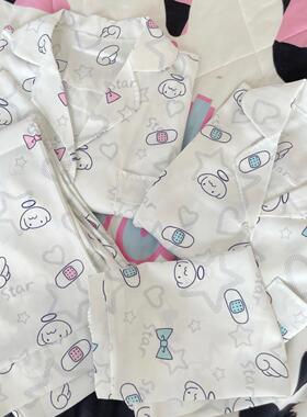 Ruibbit原创天使印花睡衣缎面春夏长短袖套装家居服女冰丝亚文化