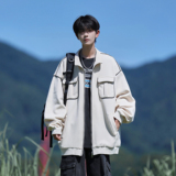 相机片男款大码潮牌简约外套宽松夹克纯色可二开6653P68控98，男装夹克，电商A029A