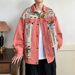 春装大码美式潮牌拼接宽松男外套日系休闲港风夹克 2897 P75控98图片