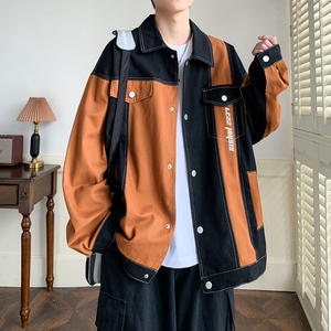 秋款日系港风潮牌大码撞色炸街夹克青年男宽松外套 2873 P75控98图片
