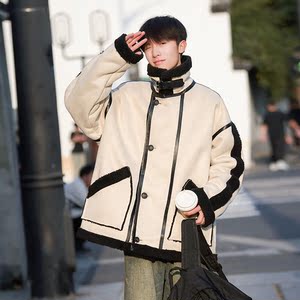 相机片新款皮毛一体外套羊羔毛棉服潮男大码棉衣 2701  P115控158图片