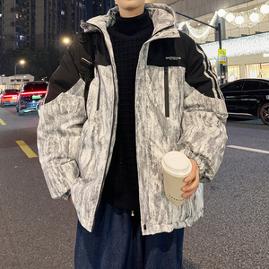 港风外套棉袄 冬款连帽港风棉服潮男大码青年棉衣 6678 P118控168，男装棉衣，电商A029A