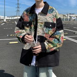 外景港风潮文艺男夹克个性日系宽松刺绣碎花外套2881P75控108，男装夹克，电商A029A