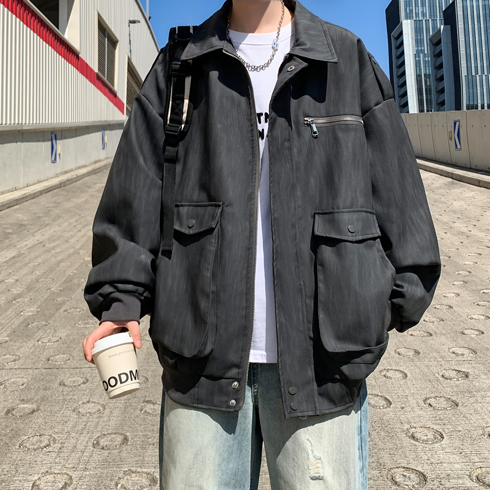 港风外景大码皮衣外套潮男纯色休闲青年机车夹克6655P88控138，男装皮衣，电商A029A