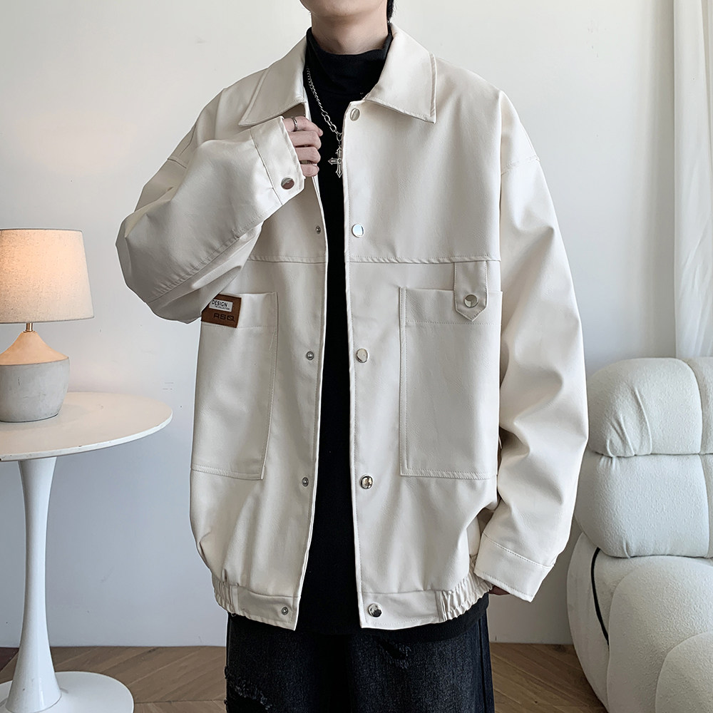 新款日系皮衣外套纯色机车服男潮牌大码休闲夹克2861P85控118,男装夹克,电商A029A