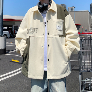 新款撞色拼接灯芯绒休闲夹克 潮男休闲外套港风外景 6629 P68控98，男装夹克，电商A029A