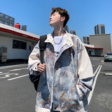 片秋新款皮衣外套潮男立领宽松原创花夹克6656P88控128，男装夹克，电商A029A