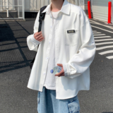 2025大码宽松长袖衬衫港风秋季男纯色休闲衬衣666P48控68，男装衬衫，电商A029A