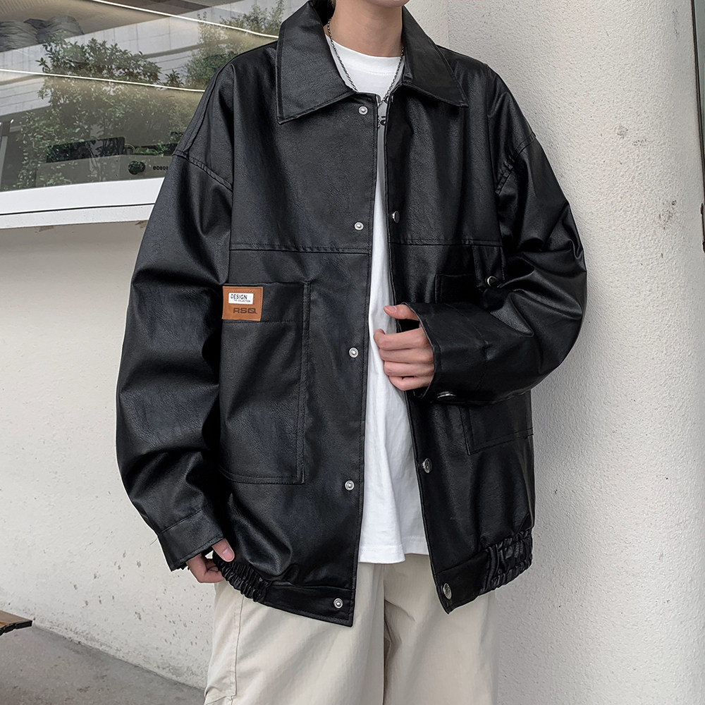 新款机车服男潮牌日系皮衣外套大码休闲夹克外景2861P78控118,男装夹克,电商A029A