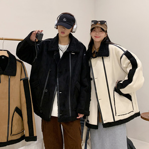 情侣款大码外套冬装羊羔毛棉服男女加绒加厚棉衣 2701  P115控158图片