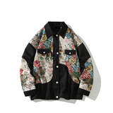 外景港风潮文艺男夹克个性日系宽松刺绣碎花外套2881P75控108，男装夹克，电商A029A