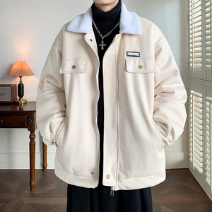 休闲棉服冬季款羊羔绒翻领加厚外套港风工装棉衣  2903 P88控128图片