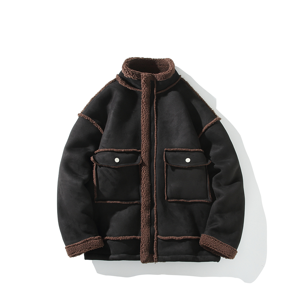白底羊羔绒外套冬季保暖大码棉服男皮毛一体棉衣2901P118控168，男装棉衣，电商A029A