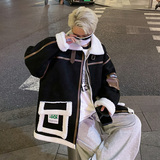 港风休闲外套冬装宽松羊羔毛棉服学院男加厚棉衣2698P115控158，男装棉衣，电商A029A