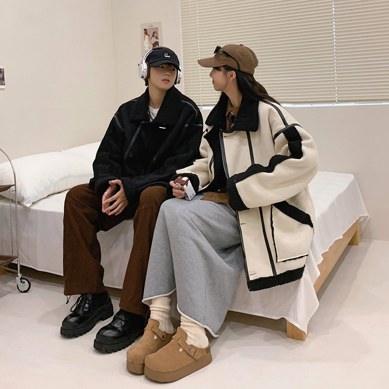 情侣款宽松外套冬装羊羔毛棉服男女潮牌加厚棉衣 2701  P115控158图片