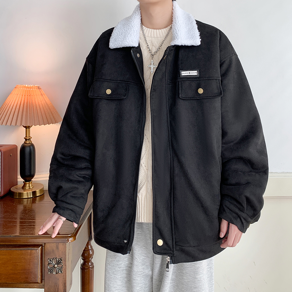 潮流男款棉服冬百搭羊羔毛翻领加厚外套港风棉衣 2903 P88控128，男装棉衣，电商A029A