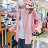 小松鼠潮男衬衣学生长袖衬衫港风大码宽松外套A029AC107P50，男装衬衫，电商A029A