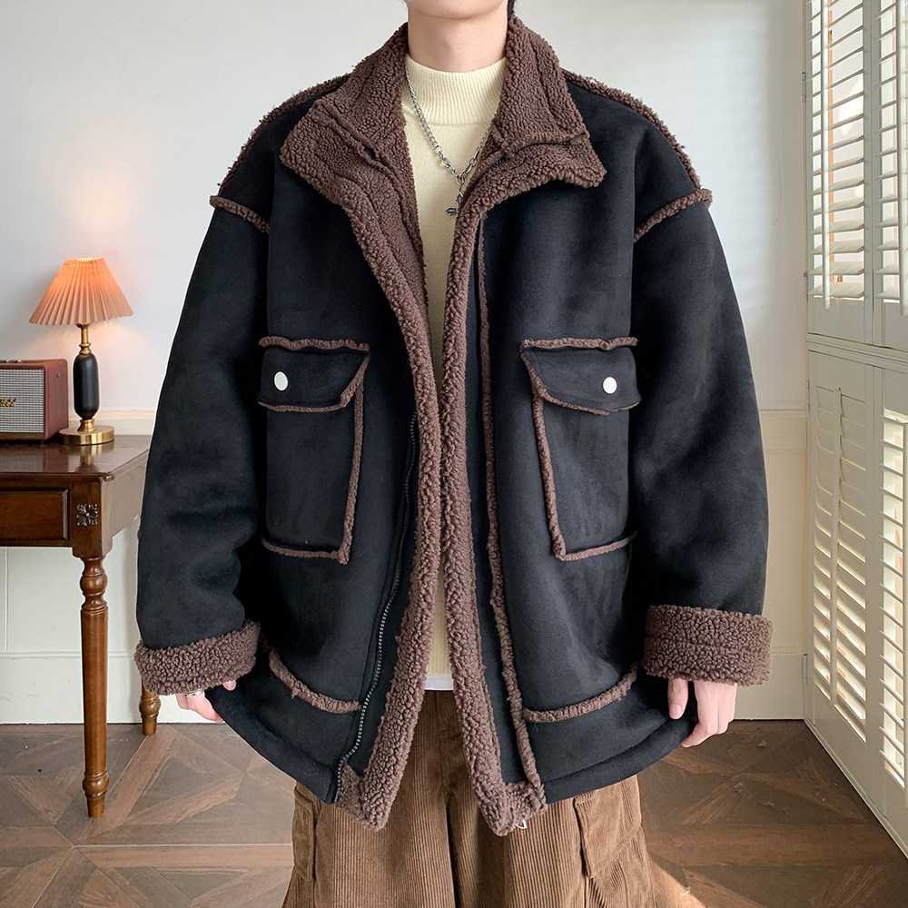 羊羔绒外套冬保暖大码棉服 男加厚皮毛就体棉衣 2901 P118控168图片