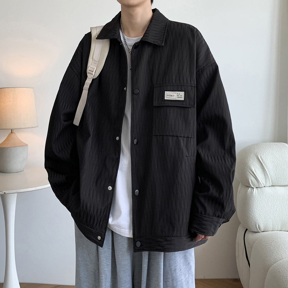 外景纯色潮牌日系翻领夹克港风宽松棒球服外套男款2895P65控98，男装夹克，电商A029A