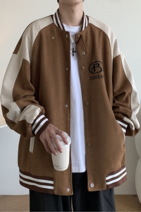 大码港风宽松休闲拼接棒球服夹克少年感百搭外套男 2869 P88控118图片