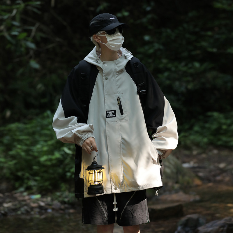 抖音直播美式工装夹克潮牌男连帽冲锋衣外套2661P68控88,男装夹克,电商A029A