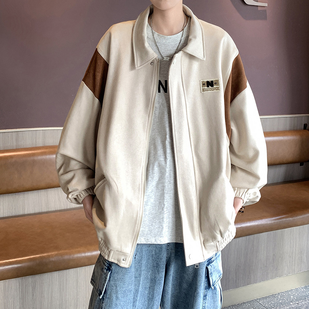 港风秋季新款大码休闲棒球服夹克翻领青年外套男6631P88控118,男装夹克,电商A029A