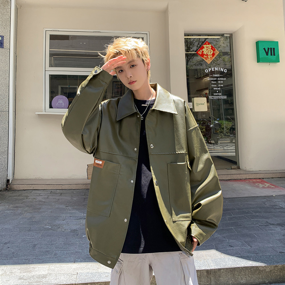 新款日系皮衣外套男潮牌大码机车服休闲夹克外景2861P78控118,男装夹克,电商A029A