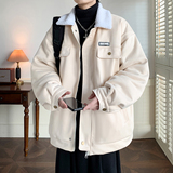 休闲棉服冬季款羊羔绒翻领加厚外套港风工装棉衣2903P88控128，男装棉衣，电商A029A