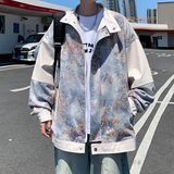 片港风秋新款皮衣外套风男宽松原创花夹克6656P88控128，男装夹克，电商A029A