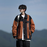 相机日系港风潮牌大码撞色夹克少年感男宽松外套2873P75控98，男装夹克，电商A029A