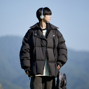 相机外景棉服双领假两件外套棉袄 男保暖加厚棉衣 6658 P120控178图片
