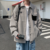 港风2025新款条纹宽松休闲夹克印花外套潮男外景6639P78控118，男装夹克，电商A029A
