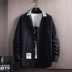 Versatile black and white shirt students loose leisure long sleeve shirt stereo wall shot