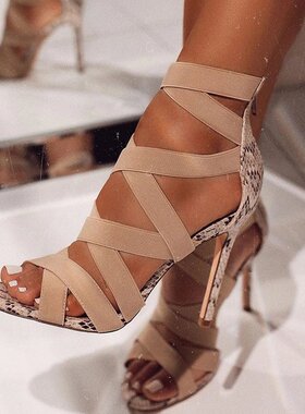 细跟尖头凉鞋fashion roman high heels sandals for women shoes