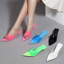 42尖头PVC凉拖鞋女外穿girl pointed sandals for women slippers