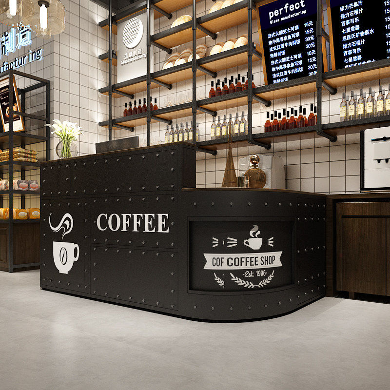 复古收银台转角小吧台桌酒吧吧台服装店柜台餐厅奶茶店前台工业风