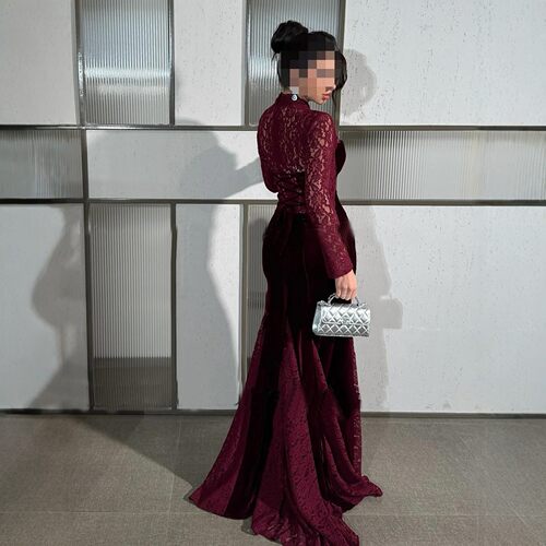 2026 Lace long sleeved fishtail evening gown new party dress