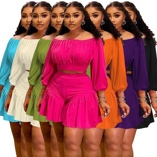 Large size women's clothing one collar casual two-piece set