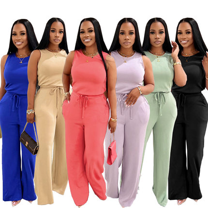 2026 New fashionable casual women's sleeveless jumpsuit