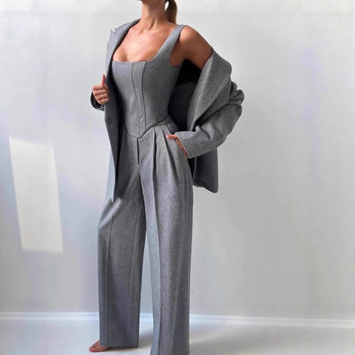 2026 women's casual camisole suit jacket three piece set