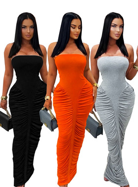 Women's sexy high-waisted padded bust party dress 性感连衣裙