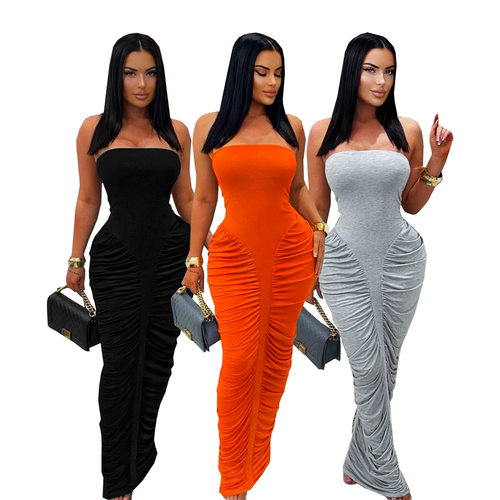 Women's sexy high-waisted padded bust party dress 性感连衣裙